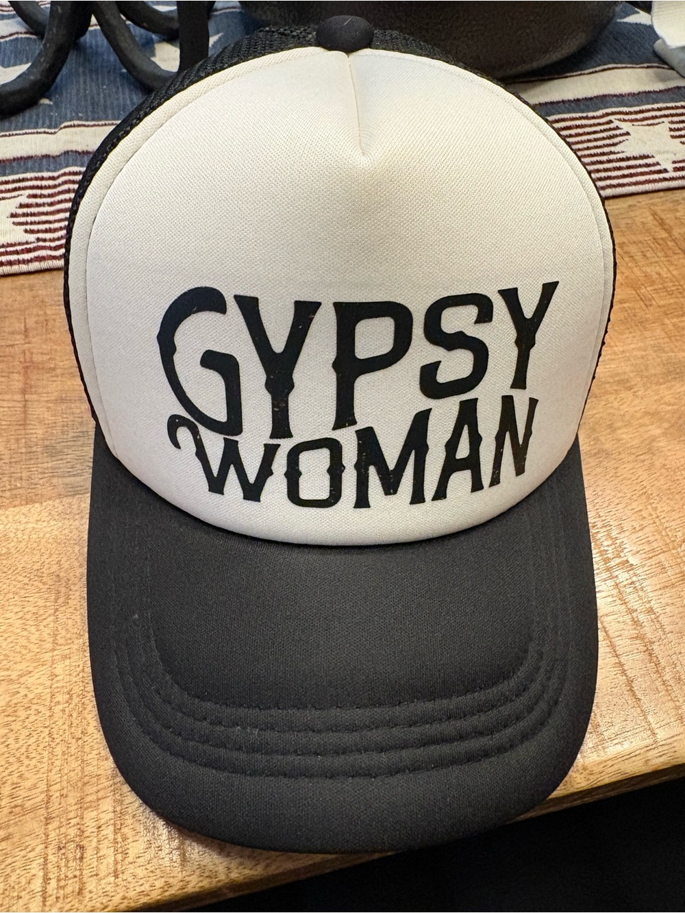 Gypsy Woman Black and White Trucker Hat